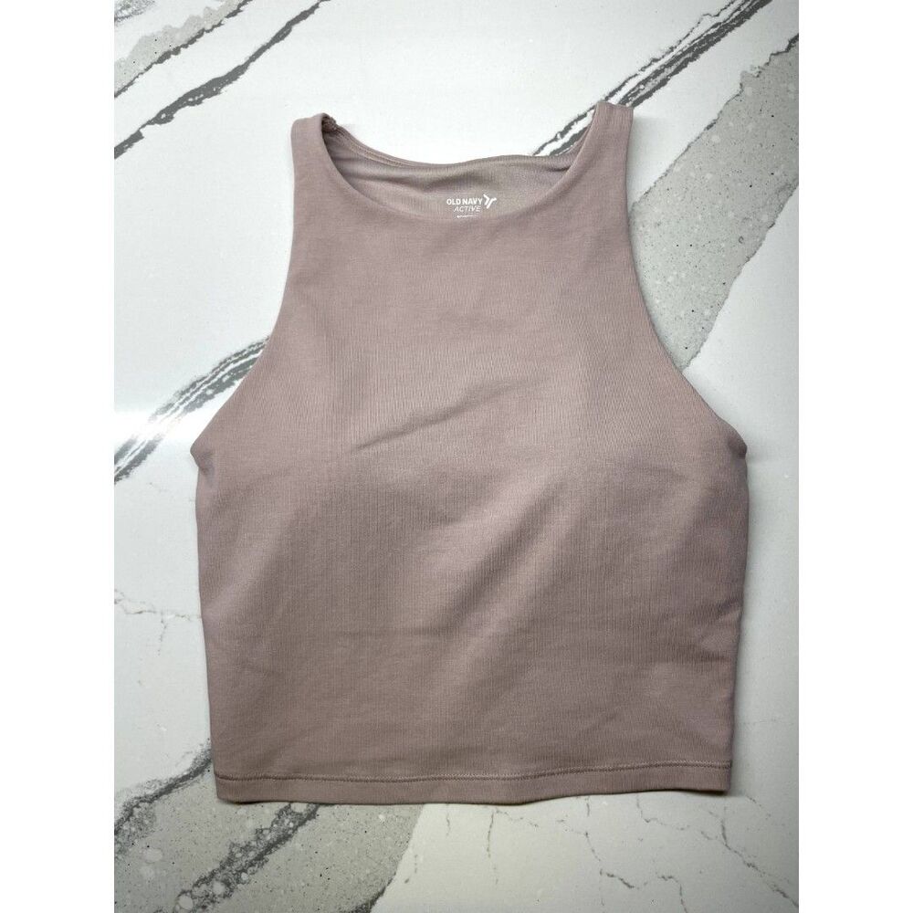 Old Navy Active Power Chill Cropped Workout Top Light Support XS Pale Pink